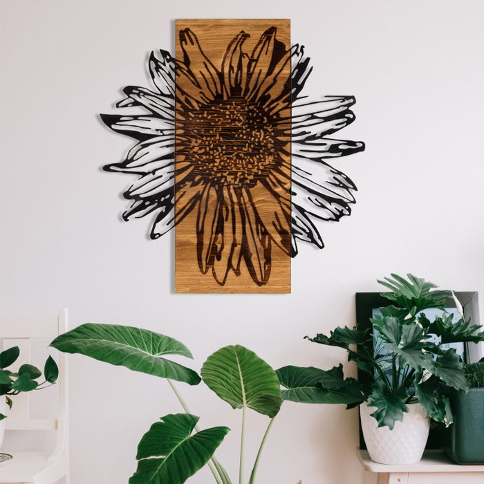 Wallity Daisy - Escultura de pared en Negro y Nogal Wallity Daisy - Escultura de pared en Negro y Nogal